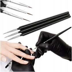  Díszítő ecsetek készlet vékony zselés akril hibrid minták 3db-os (Zestaw cienkich pędzli do zdobień paznokci)