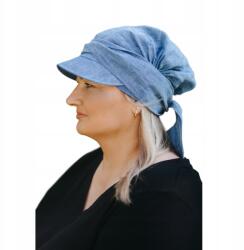 Eva Design Lara női kendő fejre, farmeres lenvászon anyagból, siltes, kemoterápia után is viselhető (turban wiosna-lato)