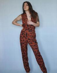 Boohoo X6E010 Boohoo Női Barna Állatmintás Overál XL