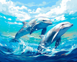 Alkotásutca Delfin duó - Számfestő készlet kereten 40x50