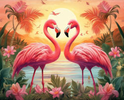 Alkotásutca Flamingo szerelem - Számfestő készlet kereten 40x50