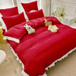 Dormy Ágyneműhuzat kreppelt 6 részes, Damma, Finom pamut (flanel), Piros (JO-37993)