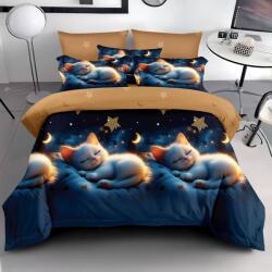 Dormy 3D ágyneműhuzat-garnitúra 6 részes, Blue cat, finom pamut (flanel) (JHN-3D-79862)