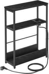 VASAGLE Oldalsó asztalka konnektorral, Vasagle, fekete, 45x18x58 cm (LET335B02-LR)