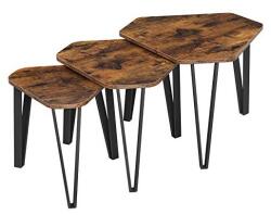 VASAGLE Dohányzóasztalka szett 3 darabos, Vasagle, rozsdás barna, LNT14BX, 58x45x51 cm (LNT14BX-LR)