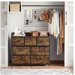 VASAGLE Komód, 7 fiókos, Vasagle, 98x28.5x85 cm, LTS137B01, Rusztikus barna (LTS137B01)