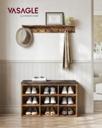 VASAGLE Előszobai pad tárolórekesszel, Vasagle, barna, 78.5x30.3x48 cm (LHS009B01-LR)