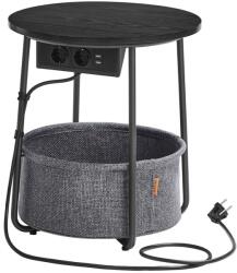 VASAGLE Oldalsó asztalka konnektorral, Vasagle, fekete, 45x45x50 cm (LET228B02-LR)