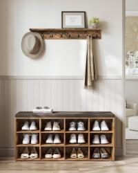 VASAGLE Előszobai pad tárolórekesszel, Vasagle, barna, 104x30.3x48 cm (LHS012B01-LR)