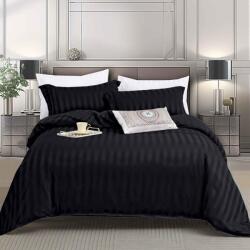 Dormy Egyszemélyes damaszt ágyneműhuzat, 4 részes, Stripe, fekete, finom pamut (PRVDMSEL-75938)