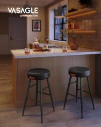 Vasagle Bárszék szett 2 darabos, Vasagle, fekete, 49.5x49.5x63 cm (LBC080B01)