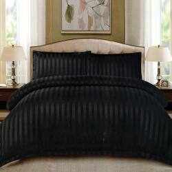 Dormy Ágyneműhuzat-garnitúra 4 részes, Damasc Stripe, Finom pamut (flanel), Fekete (PRVDMSEL-71006)