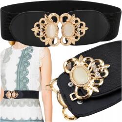 EdiBazzar Öv női elasztikus fekete arany széles ruha gumi derék (Szeroki elastyczny pasek damski do sukienki)