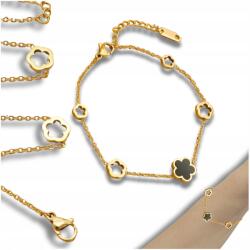 EdiBazzar Aranyozott karkötő fekete virággal celeb sebészeti acél 18K (Pozłacana bransoletka stal chirurgiczna)