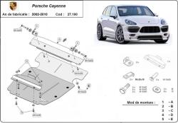 Scut Motor - Румъния Метална кора под двигател porsche cayenne (957) от 2007 до 2010 (73803)