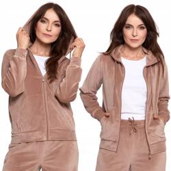 Moraj Velúr Női Cipzáras Pulóver Kapucnival és Zsebekkel 3XL