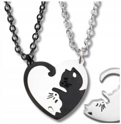  Barátság Nyaklánc Szett Best Friends Yin Yang 2db Fekete Ezüst Macskák (Zestaw Naszyjnik Przyjaźni BEST FRIENDS)