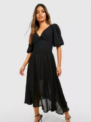 Boohoo P0A019 Aszimmetrikus Fekete Fodros Ruha Boohoo Xl-es Méretben