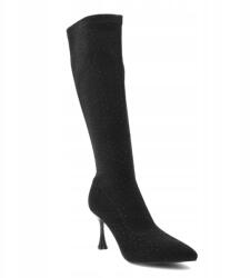 S. Barski Fekete Magasszárú Csizmák S. Barna Elegáns Női Magassarkú Cipők (JC52-883)