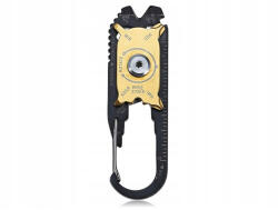 Dodaco Breloc unealta multifunctionala 20 in 1, din otel inoxidabil, design tip carabina, 8 x 2.5 cm , instrument compact pentru uz zilnic, camping, drumetii si reparatii