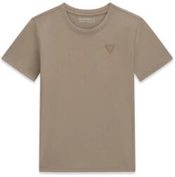 GUESS Едноцветна бежова тениска за момче с малко гумирано лого Guess