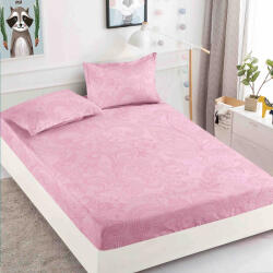 Jojo Home Husa de pat cu elastic roz cu motiv floral 180x200cm D075 (D075)