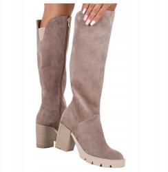 Casu Női Bőr Téli Velúr Bakancs Stabil Sarokkal 41-ES (3371)