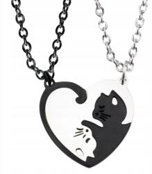 EdiBazzar Best Friends Nyaklánc szett 2db Fekete Ezüst Macskák Barátság Yin Yang (5905884016213)
