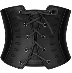 EdiBazzar Széles, bőr Öv női fűző derékszíj, fekete, gumis, fűzős (Gorset damski szeroki sznurowany pasek)