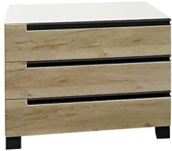 International Service Comoda Santa Fe II, 3 sertare, pal Alb fronturi stejar kraft , 930 x 480 x 730mm Comoda