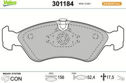 VALEO Sada brzdových platničiek kotúčovej brzdy VALEO 301184 (301184)
