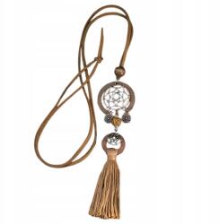 EdiBazzar Álomfogó nyaklánc állítható szíjjal Vintage boho fa rojtok (Vintage naszyjnik regulowany na rzemyku boho)