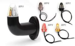 WAS ! ! ! AKCIÓ! ! ! a készlet erejéig - Viking szélességjelző (fekete) 12/24V LED-es Piros/Fehér/Sárga 90fokos rövid karos JOBB oldal 150mm kinyúlás (537P(A)-W75.1) (537P(A)-W75.1) - szervizfelszereles