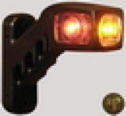 WAS Szélességjelző 12V/24V LEDes piros/fehér +sárga kocka forma 45fokos rövid karos JOBB oldal 135mm kinyúlás (241P) (241P-W49) - szervizfelszereles