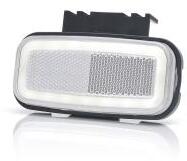 WAS W199, -es tipuscsalád. 1404. Első (fehér) NEON Led, -es helyzetjelző lámpa, prizmával. felfogatási adapterrel. 12-24V, -os kivitel. Vízállóság: IP6K9! Méretei: 117X56X42mm. 25 cm vezetékkel (1404-W199