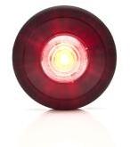 WAS W79, -es tipuscsalád. 666. Univerzális Piros, kerek gumiágyban középen 1 LED, -es helyzetjelző lámpa. Hátul menetes. 12-24V, -os kivitel. Méretei: Átm: 60mm. Teljes vastagság: 28mm. Vizáll: IP66/68 20