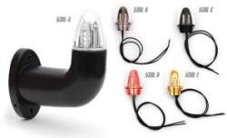 WAS ! ! ! AKCIÓ! ! ! a készlet erejéig - Viking szélességjelző (fekete) 12/24V LED-es Piros/Fehér 90fokos rövid karos BAL oldal 150mm kinyúlás (538L(A)-W75.1) (538L(A)-W75.1) - szervizfelszereles