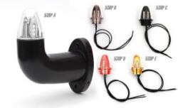 WAS ! ! ! AKCIÓ! ! ! a készlet erejéig - Viking szélességjelző (fekete) 12/24V LED-es Piros/Fehér 90fokos rövid karos JOBB oldal 150mm kinyúlás (538P(A)-W75.1) (538P(A)-W75.1) - szervizfelszereles