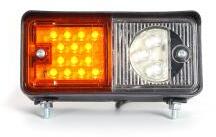 WAS Traktor Első helyzetjelző (LED-es) + index (LED-es), BAL oldal, 150 x 70mm, vast. : 77mm, felfogatás 2 csavarral alul(110mm) vagy hátul(55mm) (489-W06dL) (489-W06dL) - szervizfelszereles