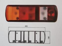Dasteri Hátsólámpa 5 kamrás prizmás búrás, NAGY indexes, BAL oldal +kábelkivezető 400x130mm, vast. : 82mm, csavartáv. : 152mm - L-2071 (L-2071) - szervizfelszereles