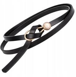 EdiBazzar Női öv keskeny hosszú kötött bőr retro (Damski wąski pasek skórzany do sukienki)