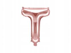 Party Deco T betű lufi, rozé arany, 35 cm