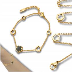 EdiBazzar Aranyozott Karkötő Fekete Virággal Celeb Sebészeti Acél 18k (Pozłacana bransoletka stal chirurgiczna) - allegro - 1 545 Ft