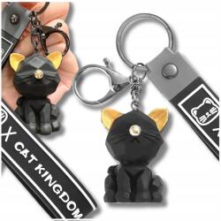 EdiBazzar Stílusos fekete macska kulcstartó vagy kézitáska Cat Kingdom részletekkel (Brelok do kluczy torebki kot czarny)