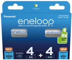 Panasonic Eneloop újratölthető elemek MIX 4 x R6/AA + 4 x R03/AAA (AAEL638BPE)