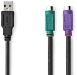 Nedis Cablu USB-A tata - 2x PS/2 mama tastatura/mouse Nedis 0.3m negru CCGB60830BK03 (CCGB60830BK03)