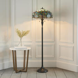 Endon Lighting klasszikus tiffany állólámpa dragonfly blue sötétbarna sokszínű end64069 (64069)