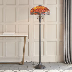 Endon Lighting klasszikus tiffany állólámpa dragonfly flame sötétbarna sokszínű end64070 (64070)