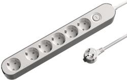 JACOBSEN Prelungitor JACOBSEN, 6 prize Schuko, 5 m, cu intrerupator, alb/gri
