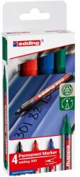 edding Set markere permanente EDDING 300, corp plastic, varf rotund, 1.5 - 3 mm, 4 bucati, multicolor